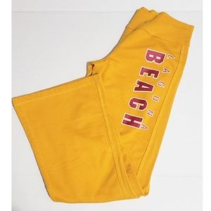 3/$15  mustered yellow sweatpants graphic pants
